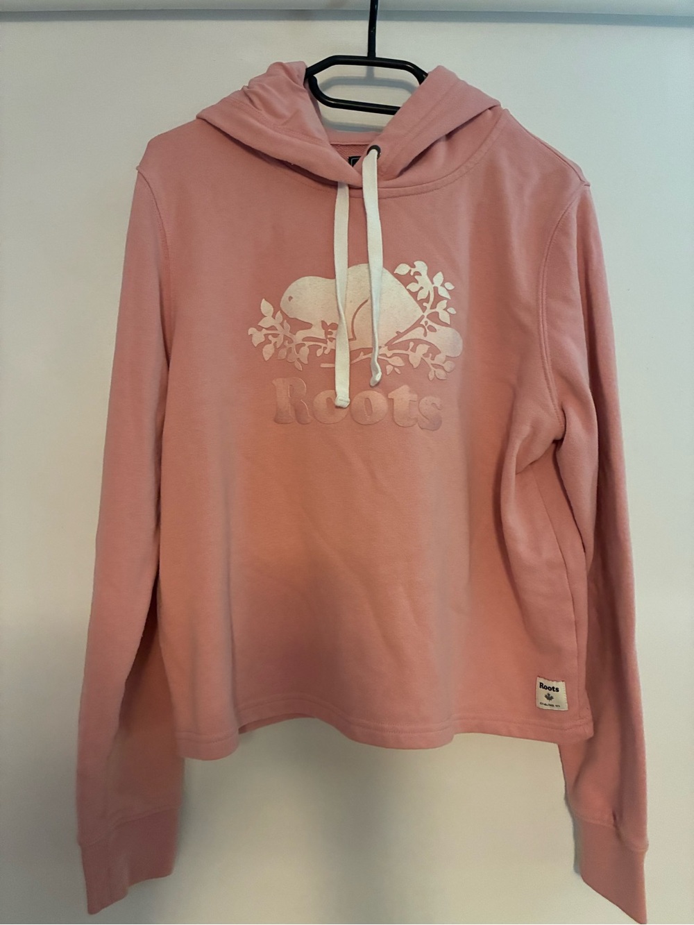 Roots Dusty Pink Crewneck Hoodie with White Logo